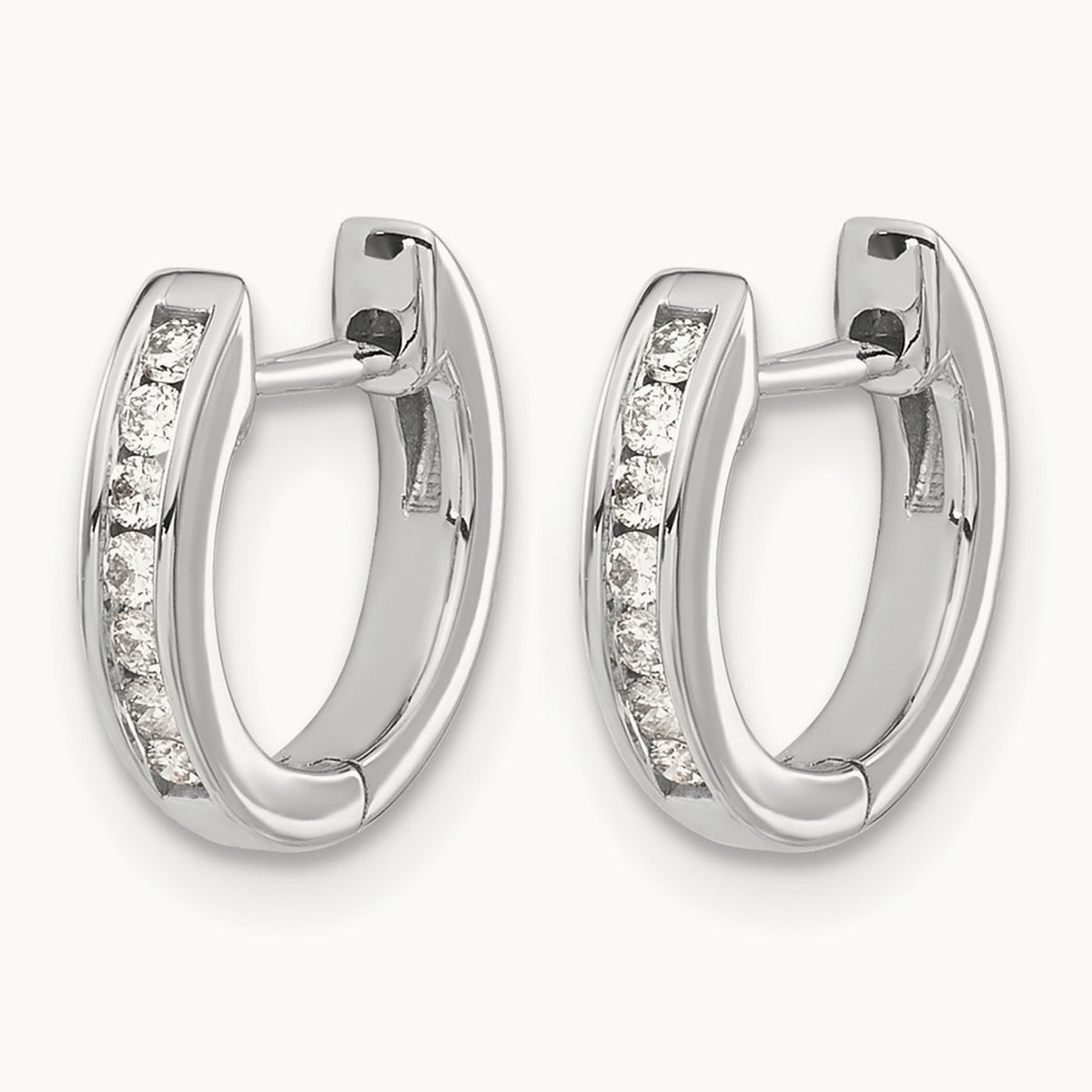 Hinged Hoop Earrings, 0.10 ct tw Lab-Grown Diamond — 14K White Gold