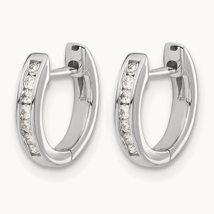 Hinged Hoop Earrings, 0.10 ct tw Lab-Grown Diamond — 14K White Gold