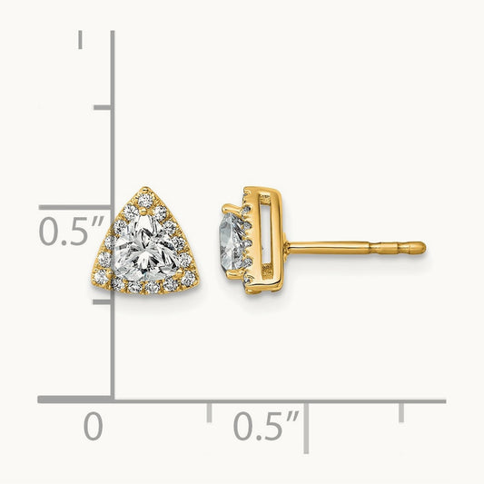 Trillion Halo Post Earrings, 0.50-7.75 ct tw Lab-Grown Diamond — 5/8 ct, 14K Yellow Gold