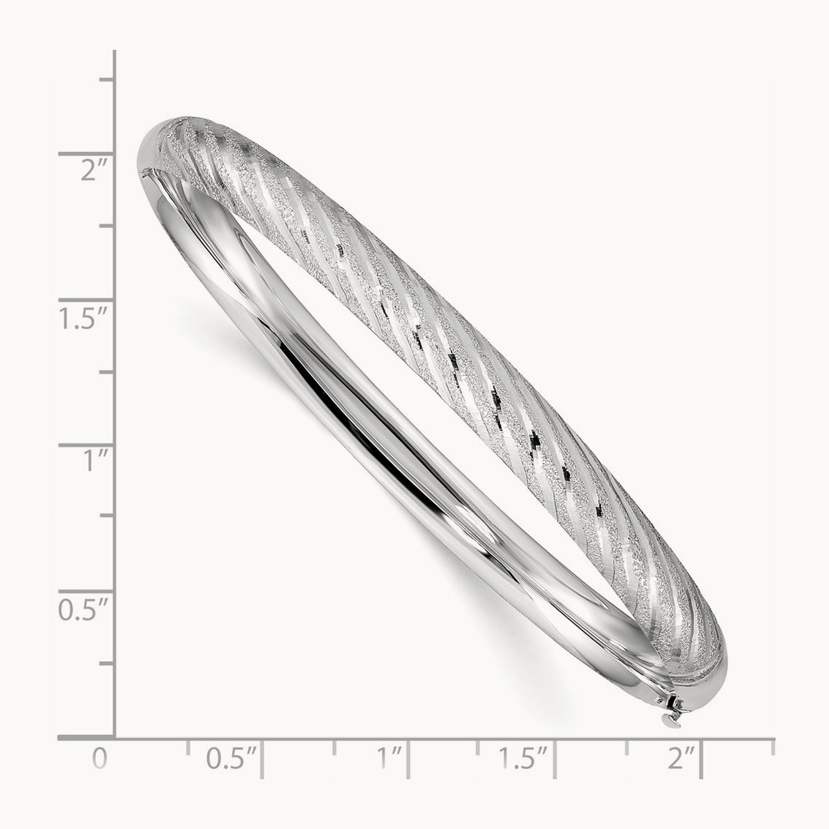 Textured Diamond-cut Twisted Hinged Bangle — 14K White Gold