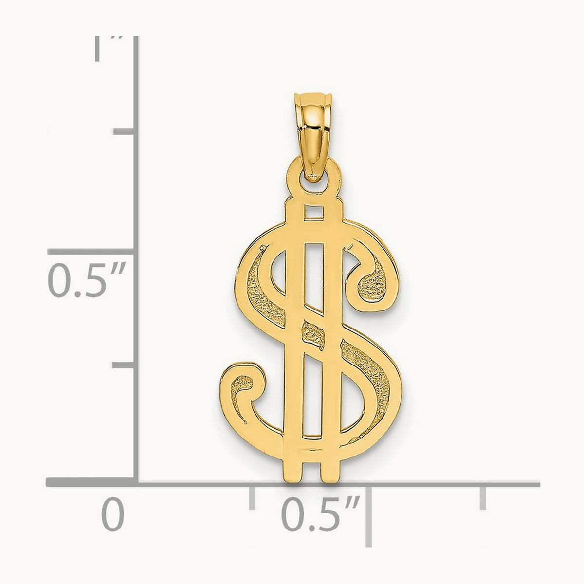 Textured Dollar Sign Charm, 14K