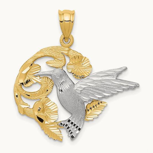 Hummingbird Charm, 14K Two-tone