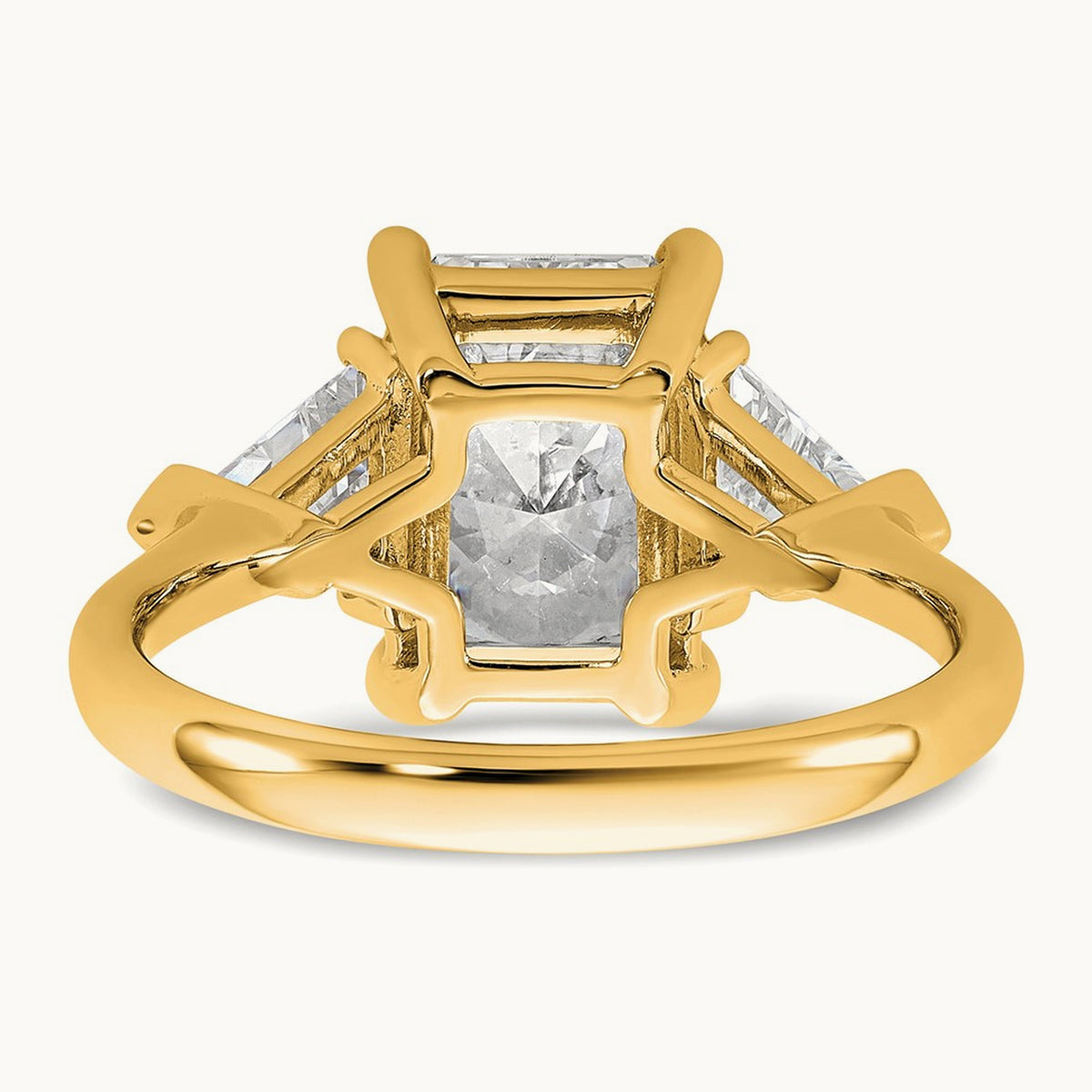 Radiant & Triangle Engagement Ring, 1.25-3.50 ct tw Lab-Grown Diamond — 3 5/8 ct, 14K Yellow Gold