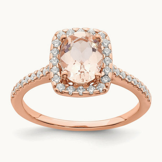 Morganite Halo Engagement Ring, 0.25 ct tw Lab-Grown Diamond