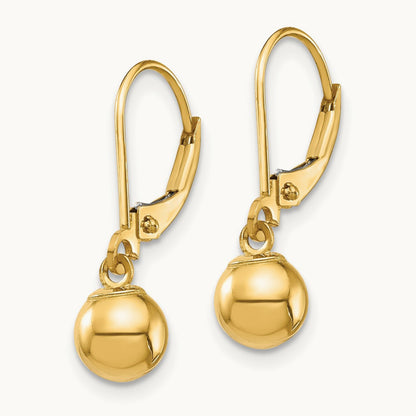 Madi K Dangle Bead Leverback Earrings, 6mm, 14K