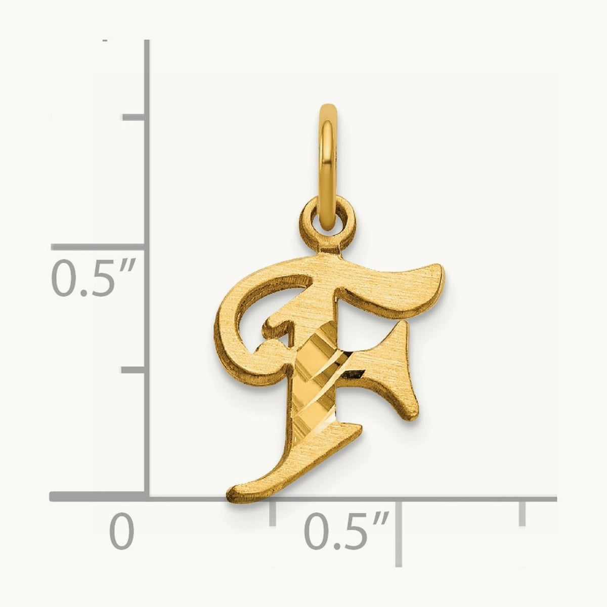 Diamond-cut Initial Charm — 14K Yellow Gold, F