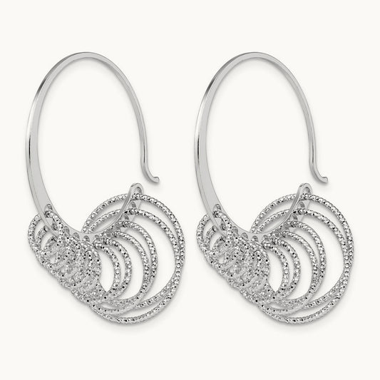RH-plated Polished and Laser-cut Hoop Earrings, Sterling Silver — Leslie's