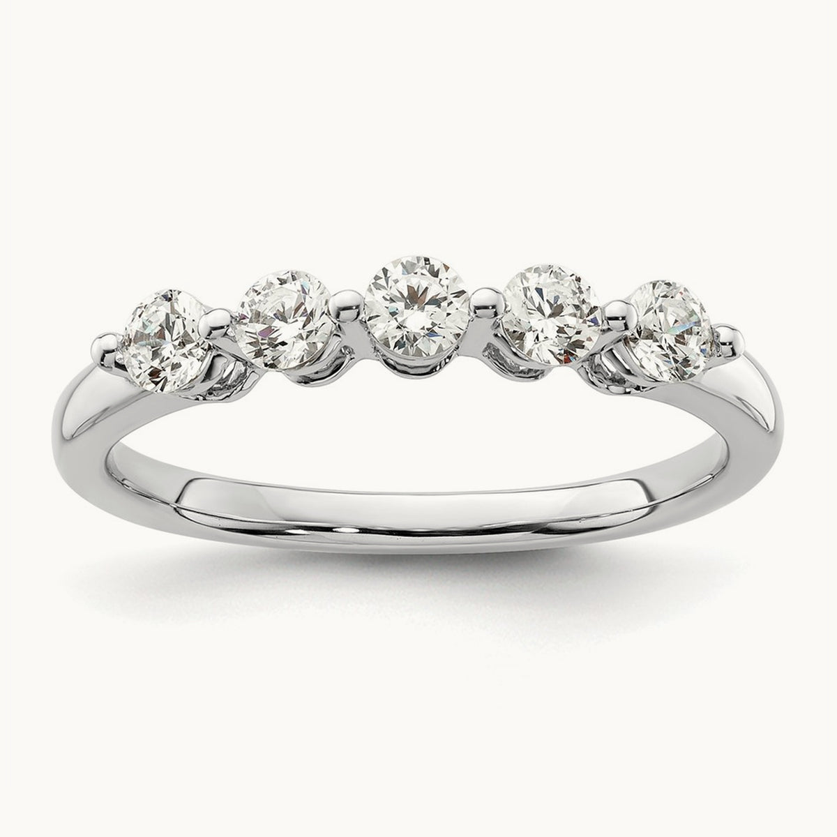 5-Stone Diamond Band, 14K White Gold