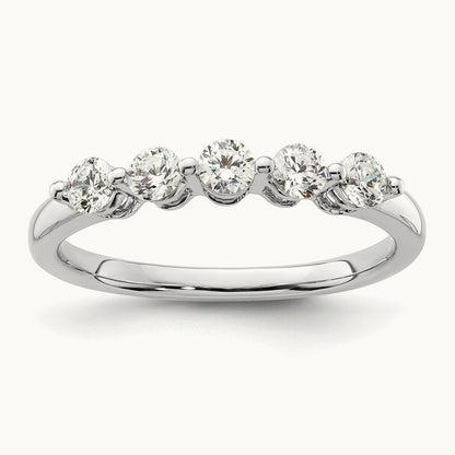 5-Stone Diamond Band, 14K White Gold