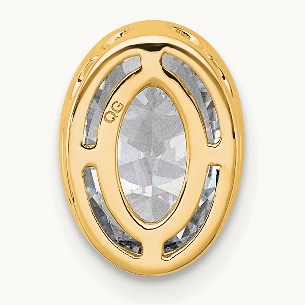 Oval Bezel Set Chain Slide Pendant, 0.25-3.00 ct tw Lab-Grown Diamond — 2 ct, 14K Yellow Gold