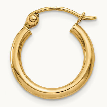 Single 14k Polished 2x15mm Tube Hoop Earring