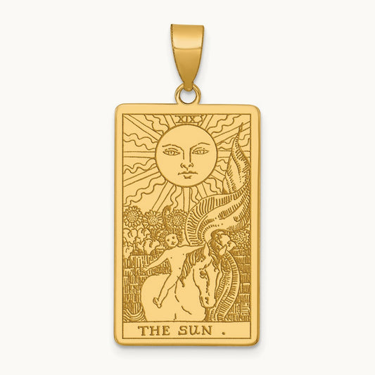 The Sun Tarot Card Pendant, 14K Yellow Gold