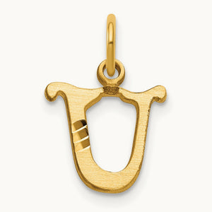 Letter U Initial Charm, 14K