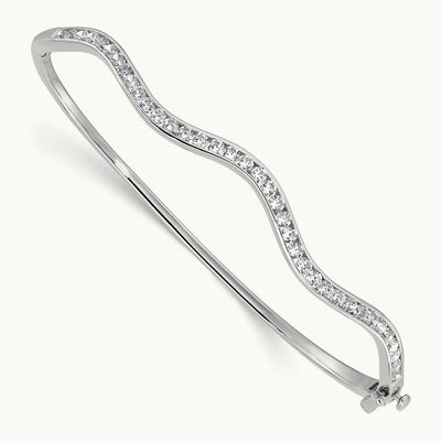 Wavy Bangle Bracelet, 1.25 ct tw Lab-Grown Diamond