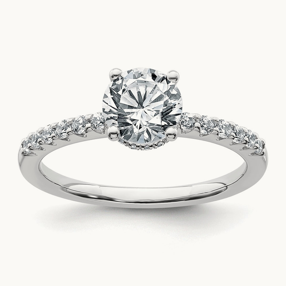 Round Engagement Ring, 1.25-2.75 ct tw Lab-Grown Diamond — 1 1/4 ct, 14K White Gold