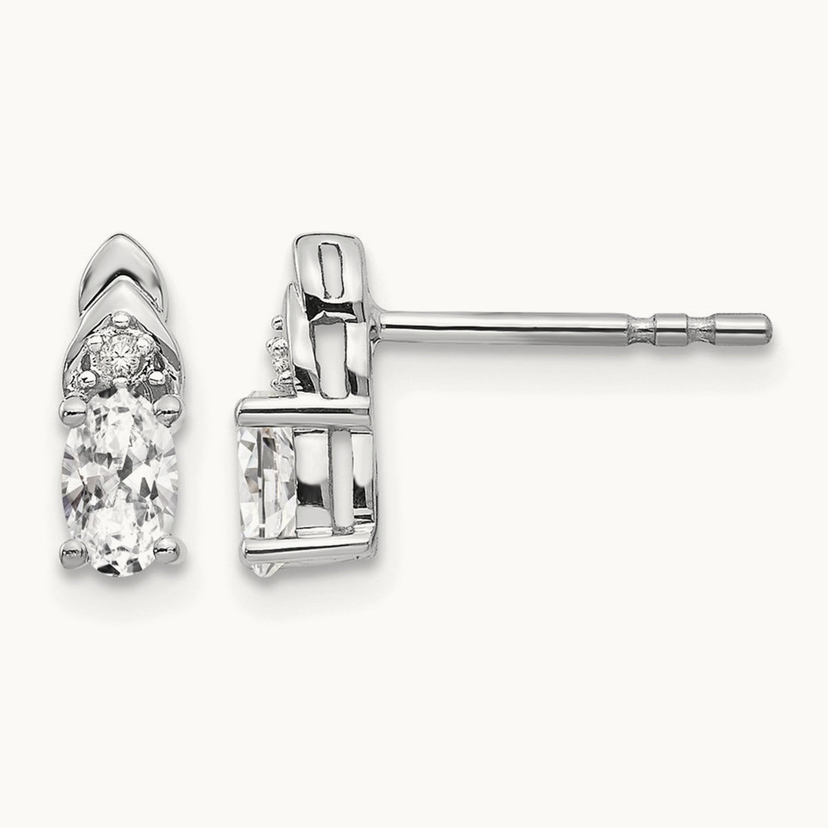 Topaz and Diamond Post Earrings — 14K White Gold