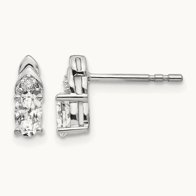 Topaz and Diamond Post Earrings — 14K White Gold