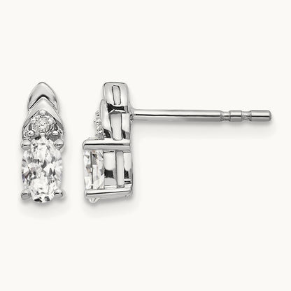 Topaz and Diamond Post Earrings — 14K White Gold