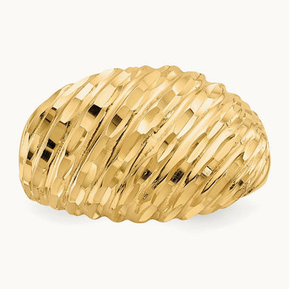 Diamond-cut Domed Ring, 14K