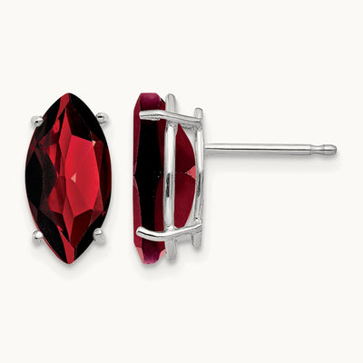 10x5mm Marquise Garnet earring, 14K White Gold