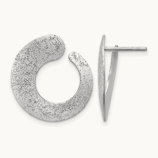 SS RH-plt Radiant Essence Textured Tapered Circle Post Earrings — Leslie's
