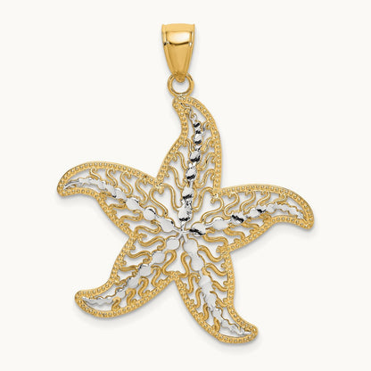 Starfish Filigree Charm, 14K with White Rhodium