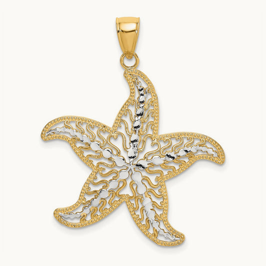 Starfish Filigree Charm, 14K with White Rhodium