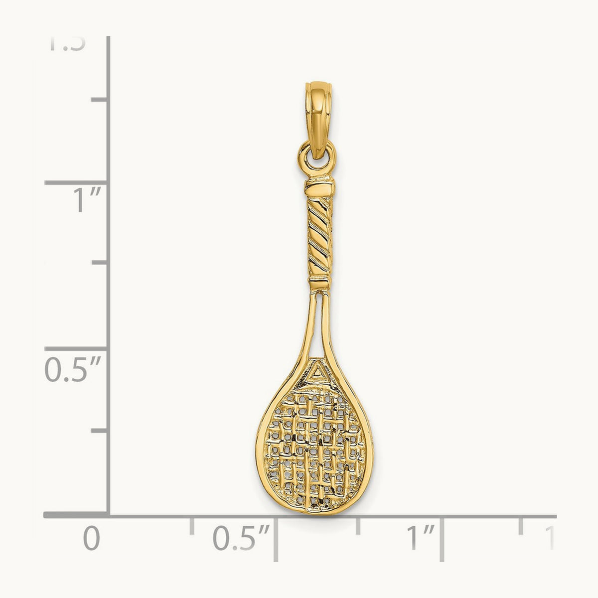 Solid Polished 3-D Tennis Racquet Charm — photo set