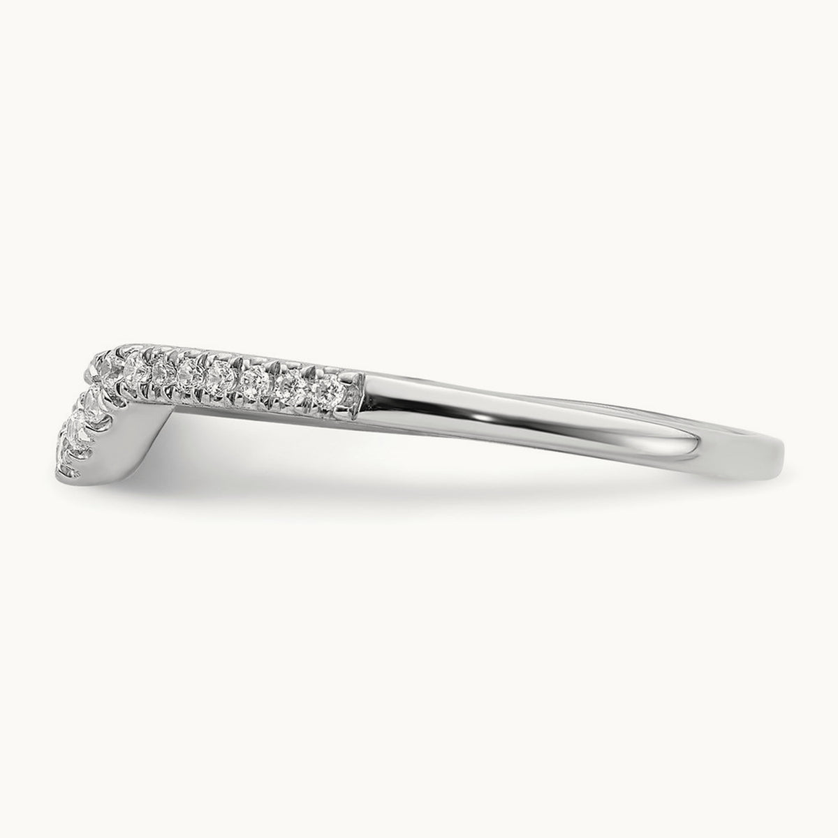 Diamond Contoured Wedding Band — 14K White Gold, 7