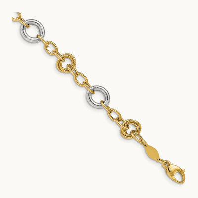 Fancy Circles Cable Link Bracelet, 14K Two-tone
