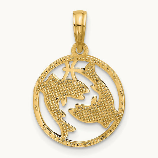 Polished Round Pisces Pendant, 14K