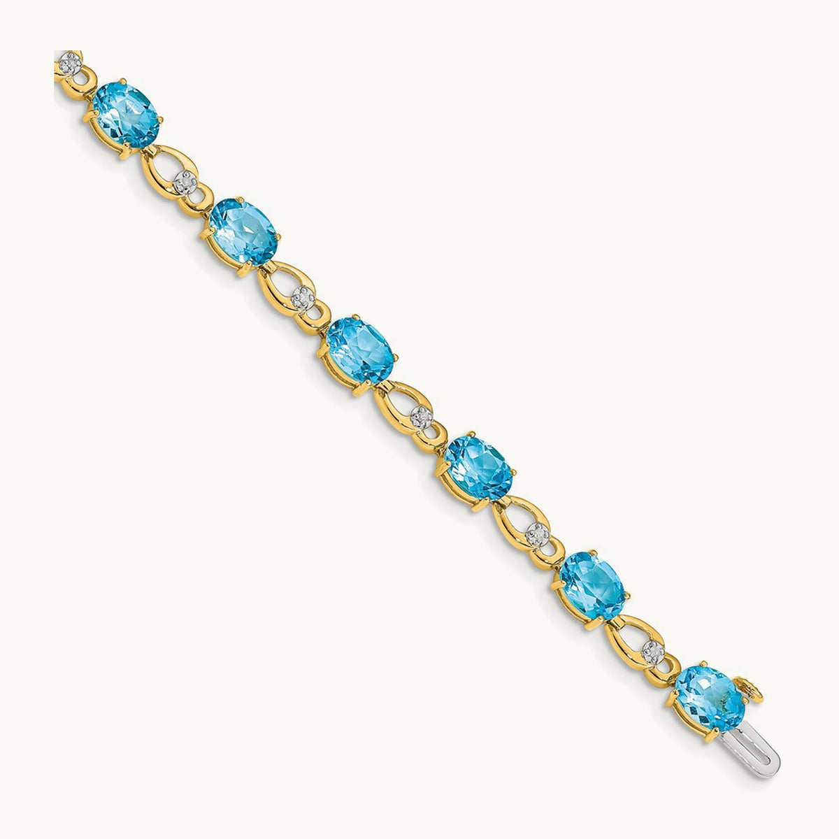 Blue Topaz and Diamond Bracelet — 14K Yellow Gold