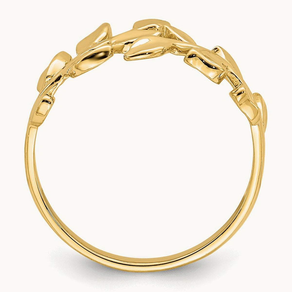 Polished Leaf Ring — 14K Yellow Gold, 7