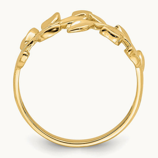 Polished Leaf Ring — 14K Yellow Gold, 7
