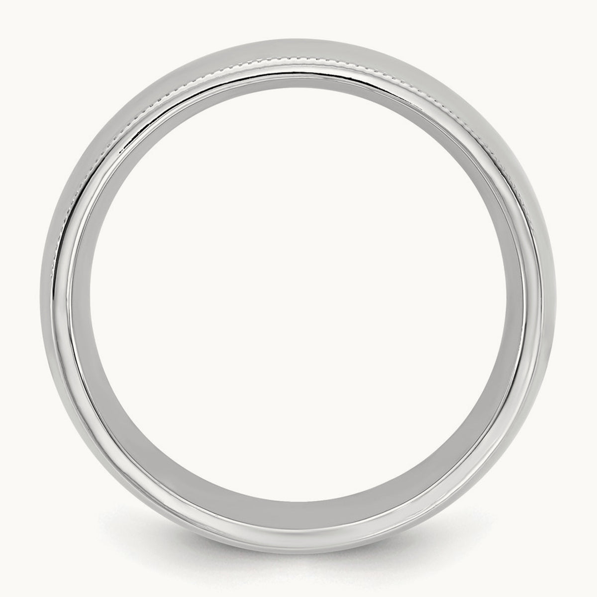 Milgrain Comfort Fit Band, 7mm, 10K White Gold