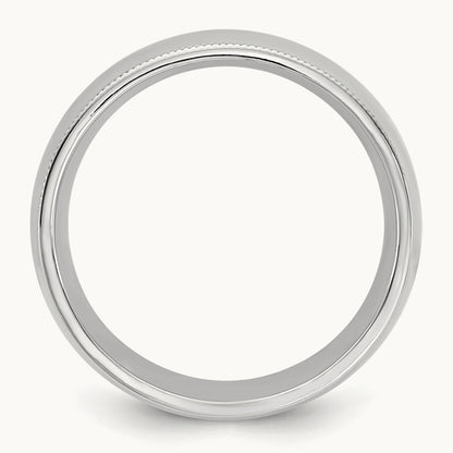 Milgrain Comfort Fit Band, 7mm, 10K White Gold