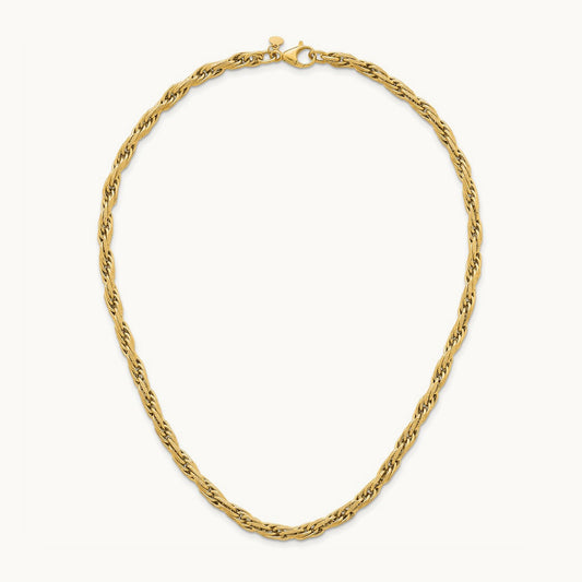 Polished And Textured Flat Rope Chain 18.25in Necklace, 14K