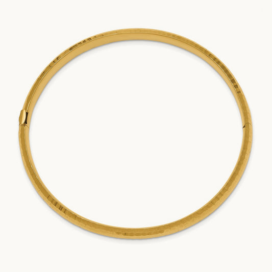 4/16 Hammered Fancy Hinged Bangle Bracelet, 14K