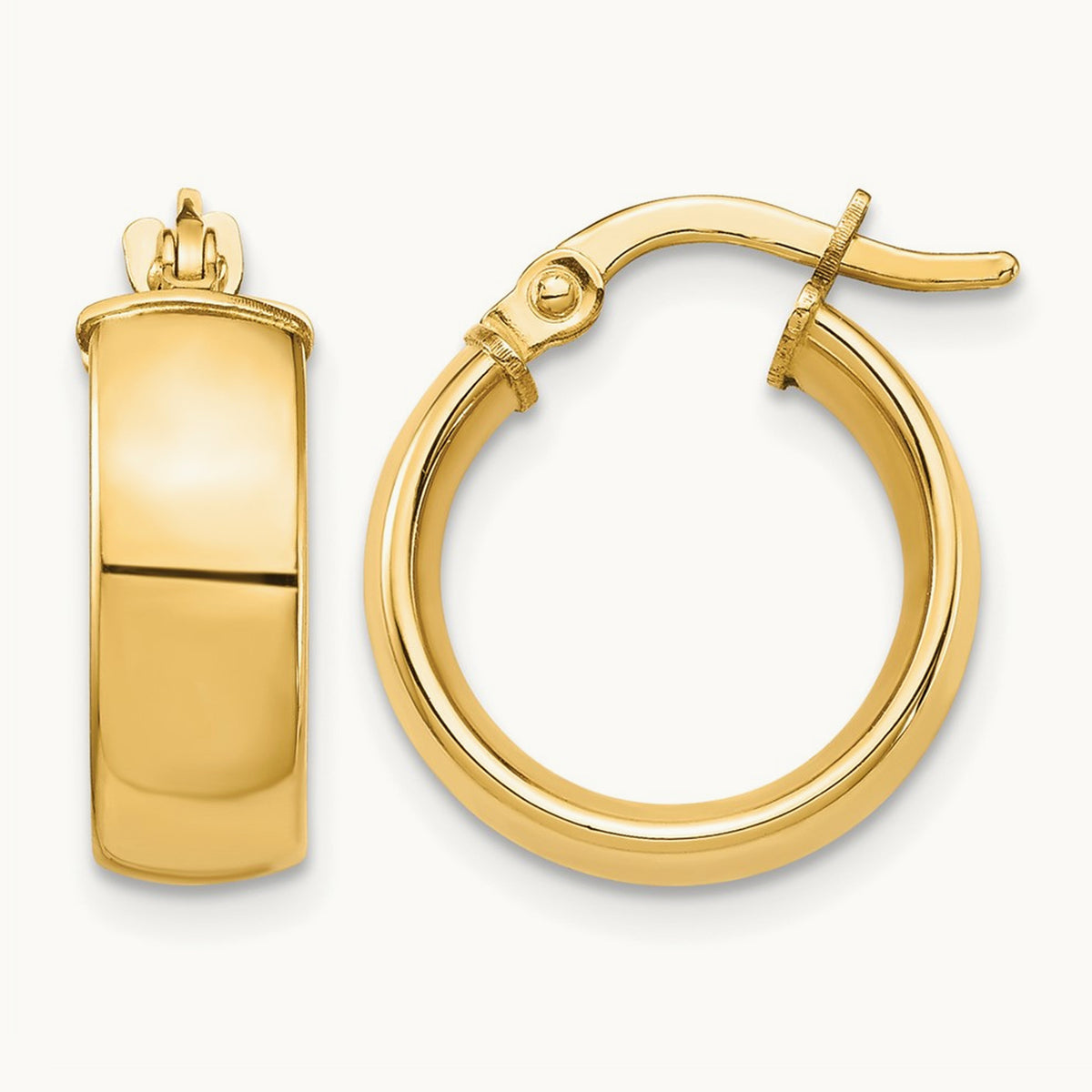 High Polished Hoop Earrings — 14K Yellow Gold