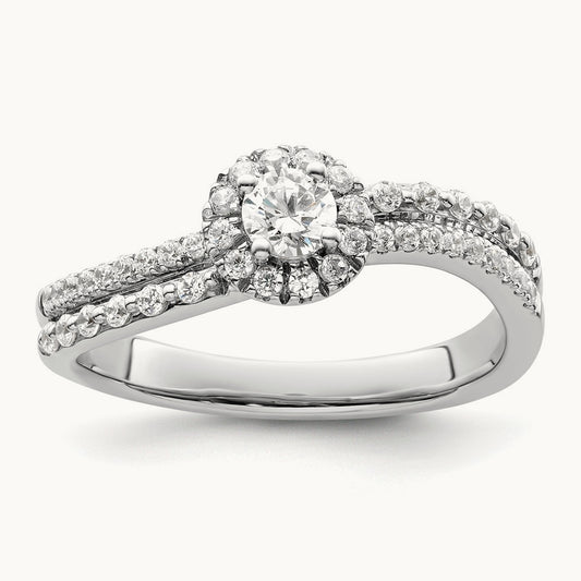 Halo Engagement Ring, 0.50 ct tw Lab-Grown Diamond
