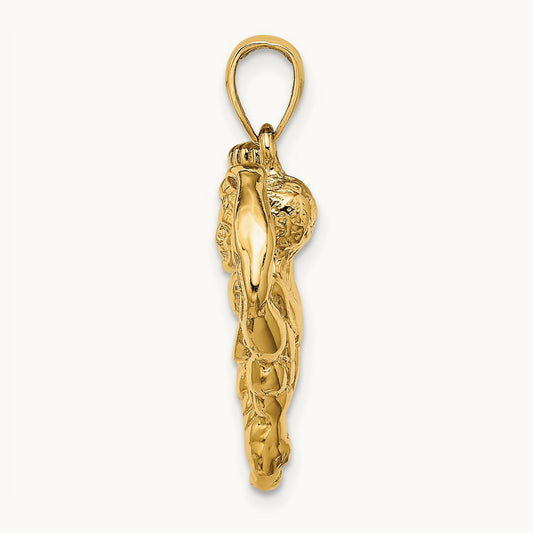 3-D Bodybuilder Waist Up Pendant, 14K
