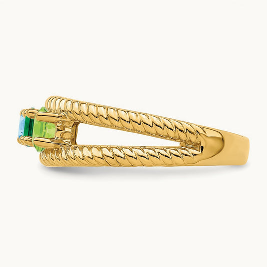 Genuine 4 Stone Mother's Ring, 14K