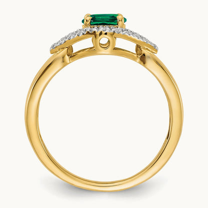 Created Emerald Ring — 14K Yellow Gold, 7
