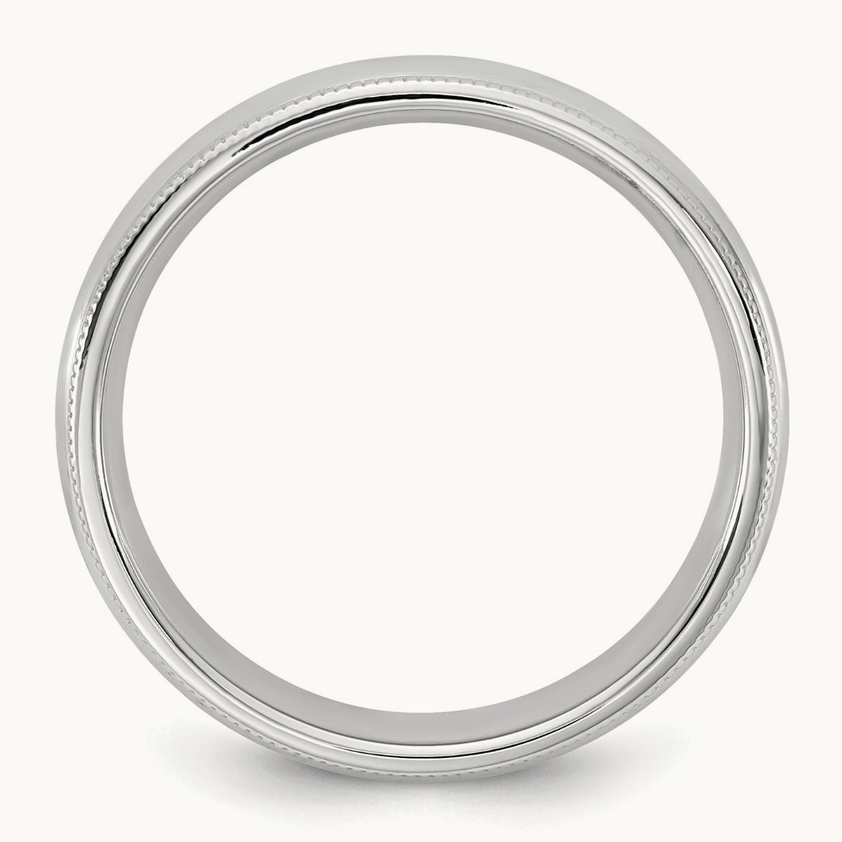 Milgrain Comfort Fit Band, 4.5mm, 10K White Gold