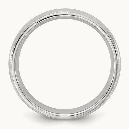 Milgrain Comfort Fit Band, 4.5mm, 10K White Gold