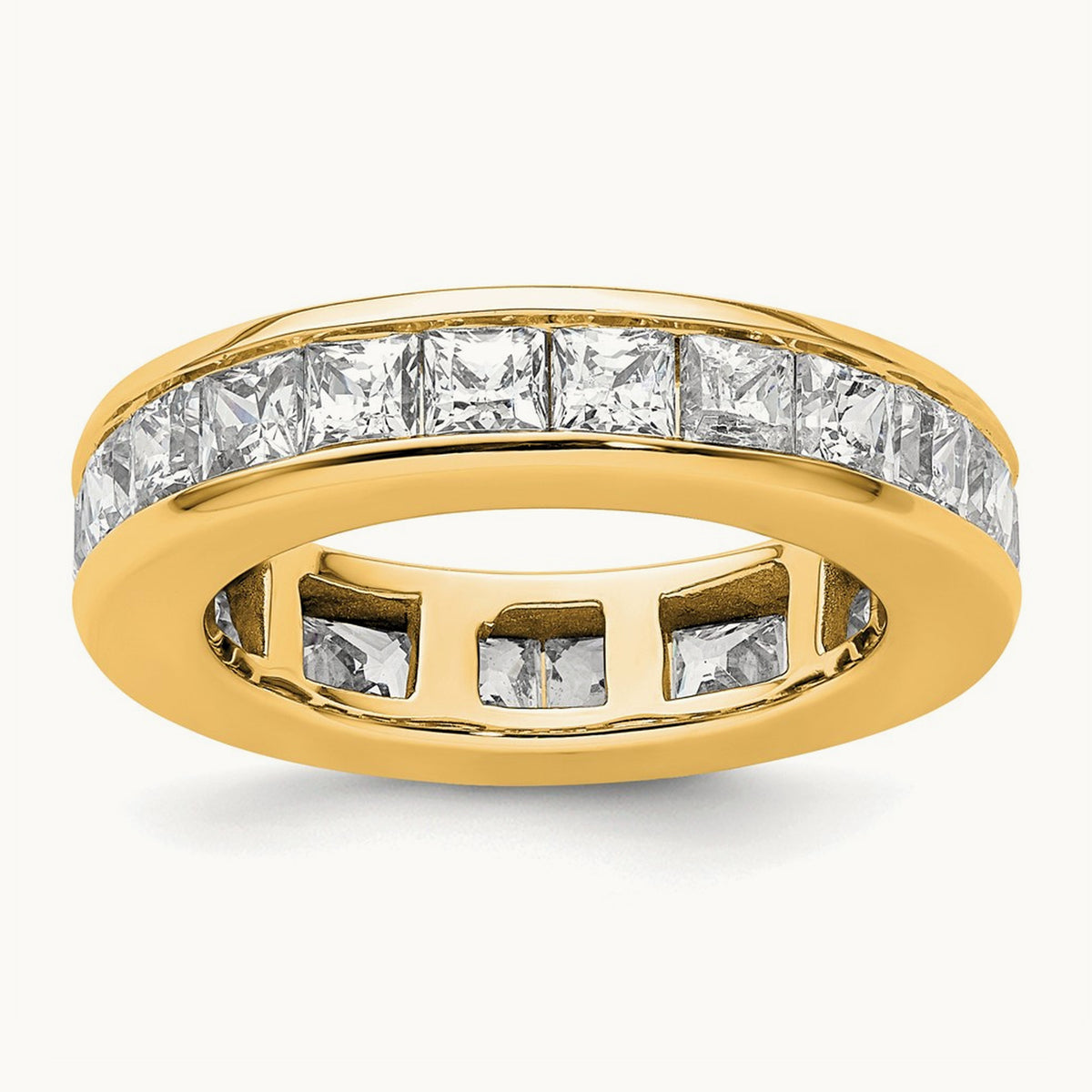 Polished Princess Channel Set Diamond Eternity Band, 3.00 ct tw — 14K Yellow Gold