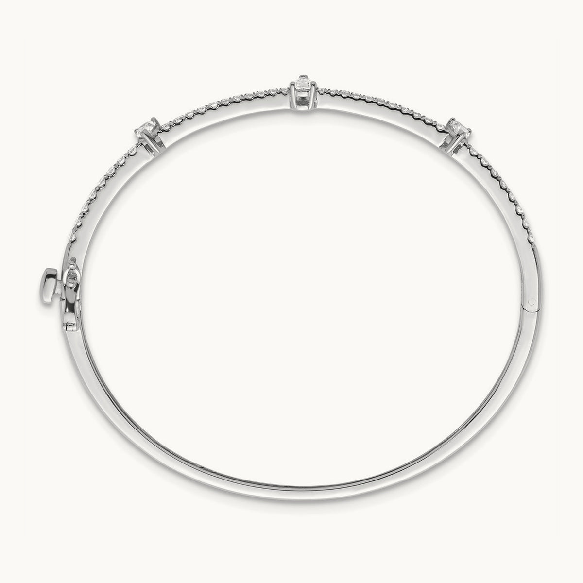 Round & Pear Hinged Bangle, 1.25 ct tw Lab-Grown Diamond