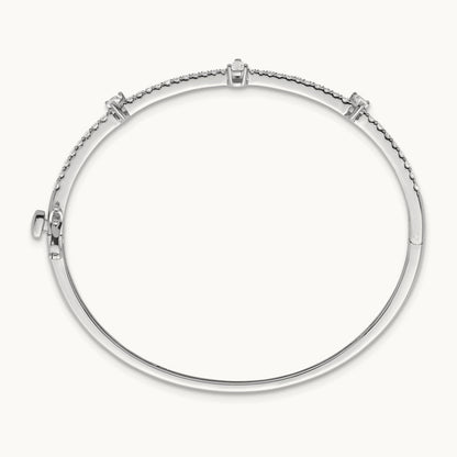 Round & Pear Hinged Bangle, 1.25 ct tw Lab-Grown Diamond