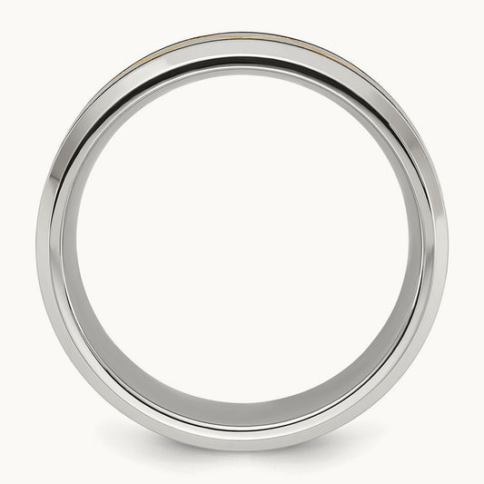 Brushed and Polished Yellow IP-plated Band, 8mm, Stainless Steel