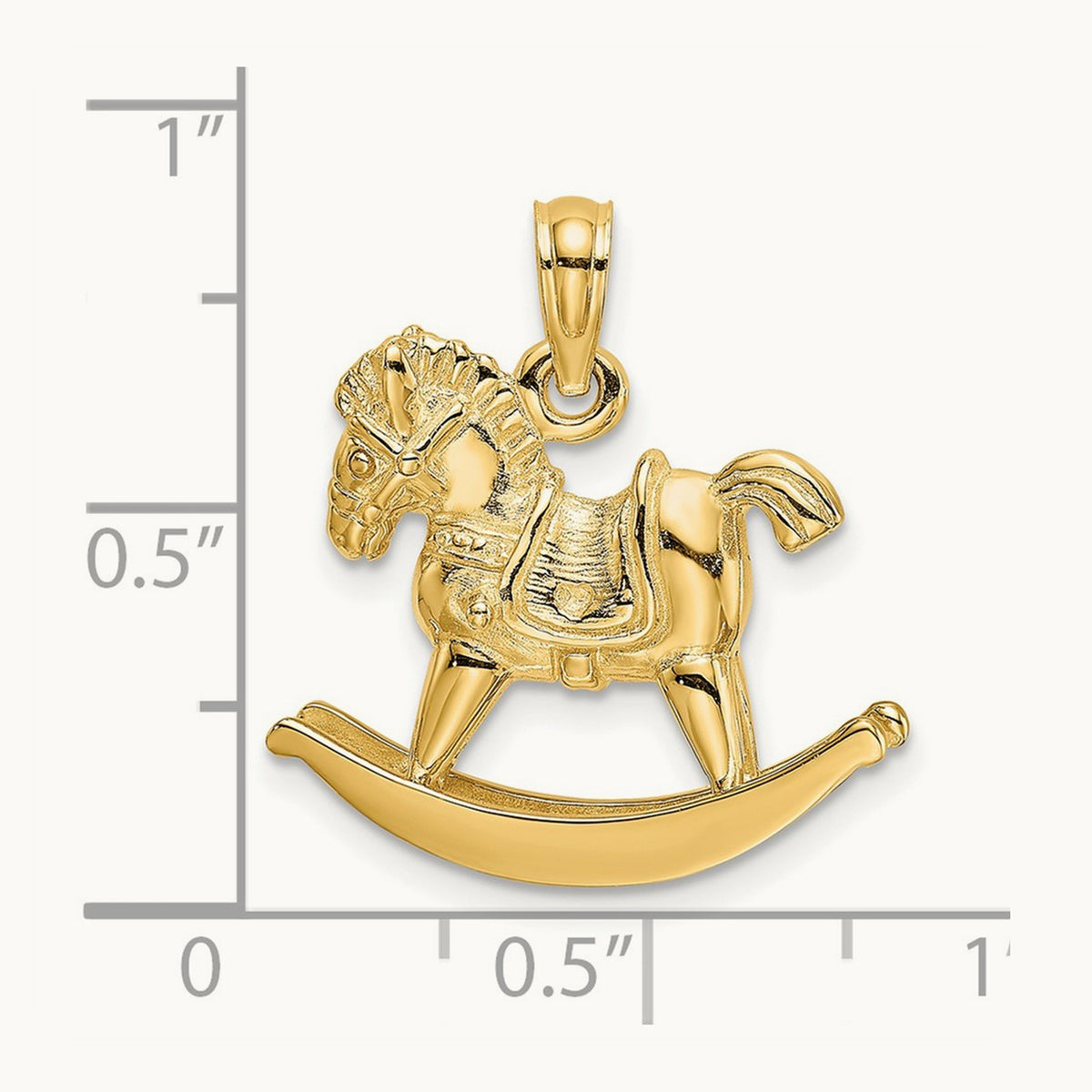 3-D Playful Rocking Horse Charm, 14K